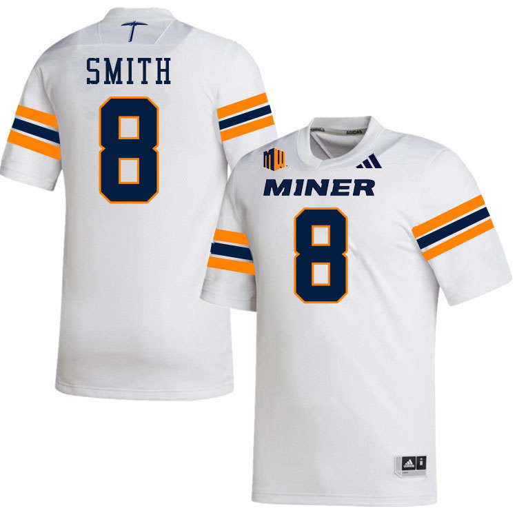 UTEP Miners #8 Shay Smith College Football Jerseys,Uniforms-White